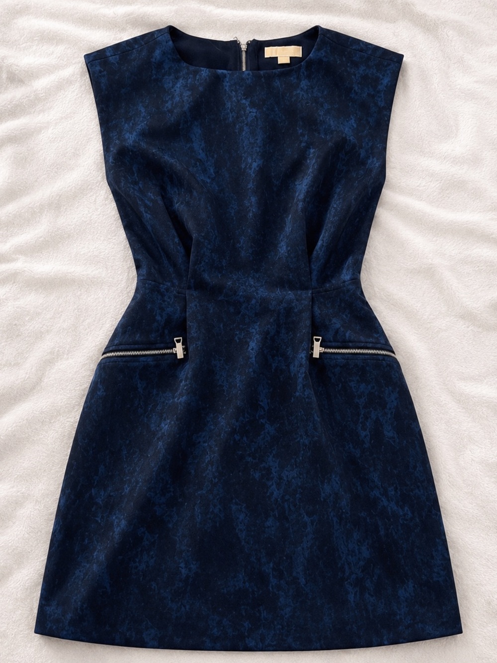 Michael Kors Navy Mini Dress with Zipper Accents